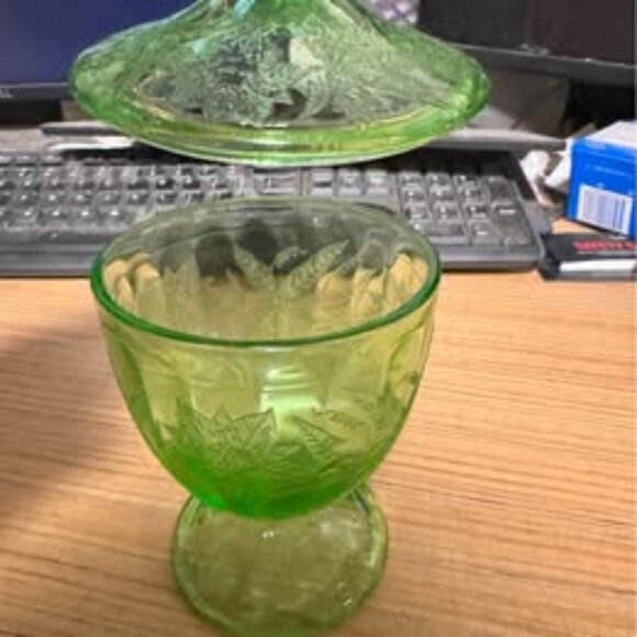 Depression Glass Candy Dish (Very Rare) - Picture 3 of 4